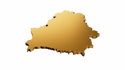 Fototapeta na wymiar 3D rendering of a luxurious golden Belarus map isolated on a white background