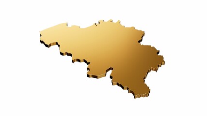 3D rendering of a luxurious golden Belgium map isolated on a white background
