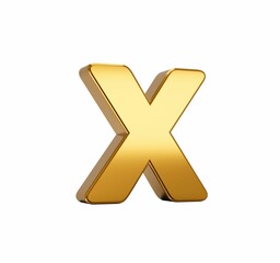Obraz premium 3D illustration of a golden letter X on a white background
