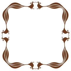 Rectangular animal frame with stylized birds. Ethnic Native American pottery design of Acoma Pueblo Indians. Isolated vector illustration.