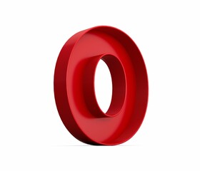 3d rendering of the red number 0 isolated on the empty white background