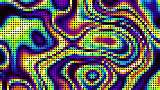 4k video. Seamless abstract wavy psychedelic background for loop playback. Moving wavy surface. Polka dot pattern