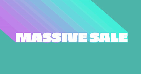 Animation of massive sale text over blue background