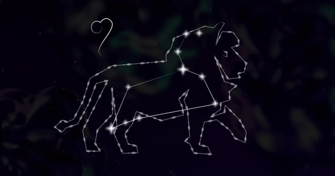 Animation of leo star sign with glowing stars