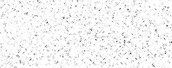 Grunge halftone texture. Comic spots and drops. Dirty white and black pixelated canvas surface. Dotted wallpaper. Vector background