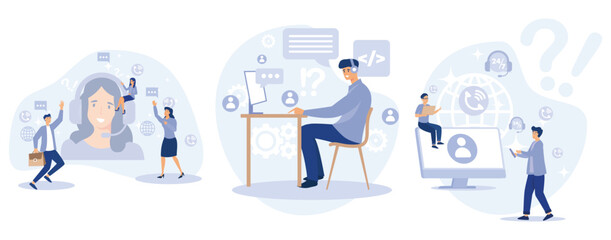 Business finance concept, Audit service, enterprise accounting, core banking IT system, consulting company, financial transaction, clients deposit, set flat vector modern illustration