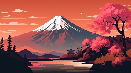 富士山　イメージイラスト　generative AI