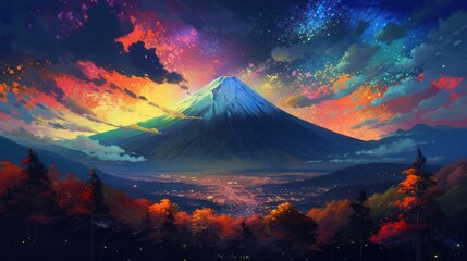 富士山　イメージイラスト　generative AI