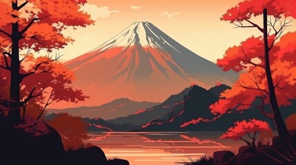 富士山　イメージイラスト　generative AI