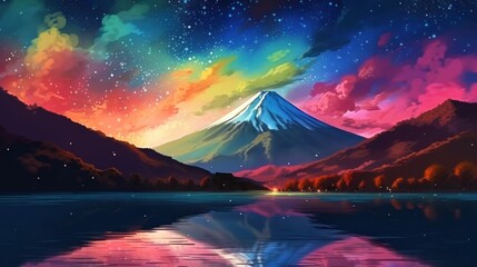Fototapeta na wymiar 富士山　イメージイラスト　generative AI