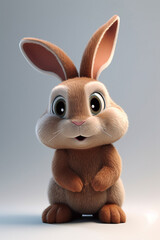 brown rabbit character, smiling