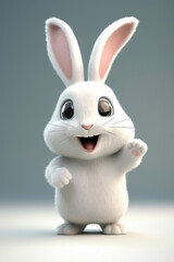 cute white rabbit character, smiling
