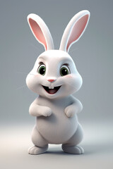 cute white rabbit character, smiling