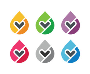 Colorful liquid drops with heart logo template illustration design