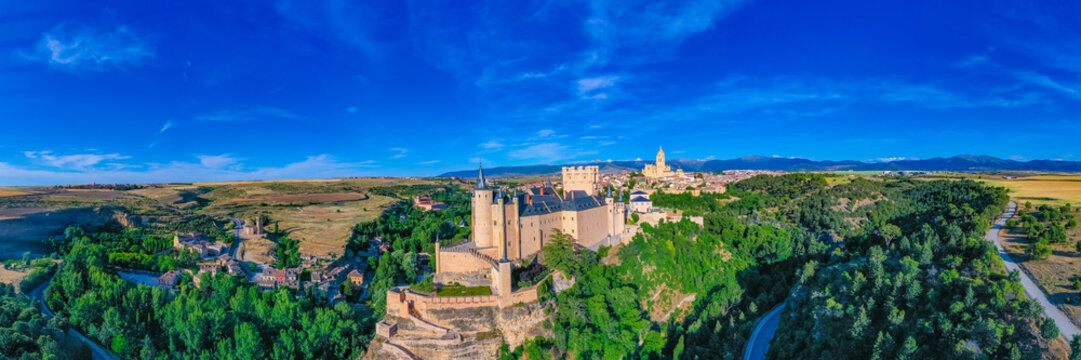 Panorama view of Spanish town Segovia