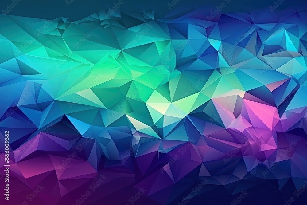 Poster illustration of colorful triangles creating an abstract background created with generative ai techno