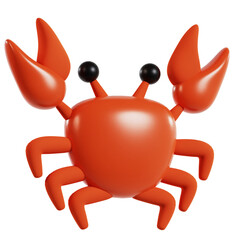 3d render red crab seafood cute, summer animal beach clip art illustration png © draftphic