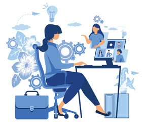 Hybrid work. hybrid clothing for work home or office employee choice. remote work from home or office selection of employees, flat vector modern illustration  - obrazy, fototapety, plakaty