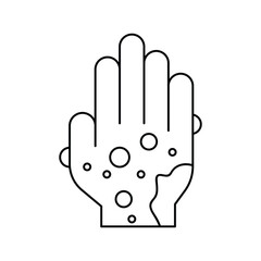 Eczema hand skin icon. Rash hand, allergic reaction. isolated on white background. vector illustration