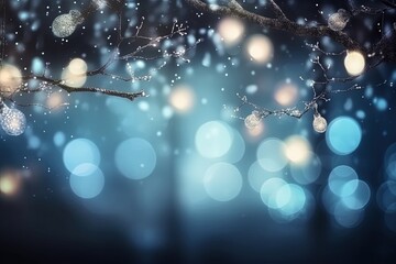 tree with bokeh lights in the background created with Generative AI technology