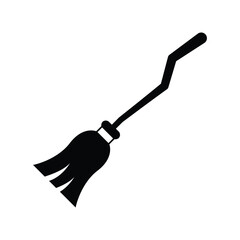 Silhouette of a witch broom icon. broomstick from a tree for Halloween. isolated on white background. vector illustration