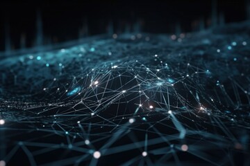 Obraz premium Illustration of abstract lines and dots on a dark background created with Generative AI technology