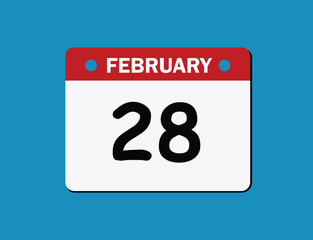 28th February calendar icon. Calendar template for the days of February. vector illustrator.