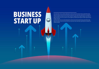 Modern poster business rocket marketing design template for your business