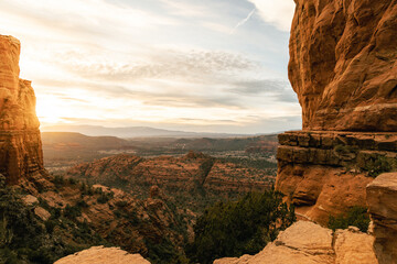 Best sunset in Sedona Arizona from Cathedral Rock Viewpoint.