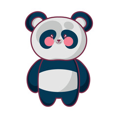 Cheerful panda kawaii on white background