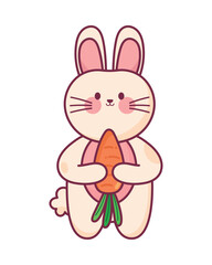 Cheerful rabbit love carrots