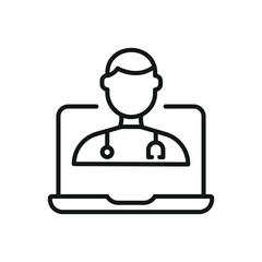 Editable Icon of Telemedicine online Consultation , Vector illustration isolated on white background. using for Presentation, website or mobile a
