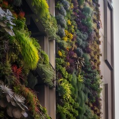 buildings side covered in vegetation and plants, ai