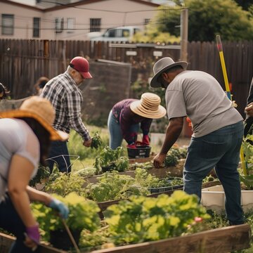 group working a garden, ai