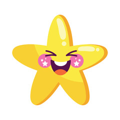 Happy emoji star laughing kawaii