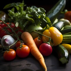 closeup shot of spring vegetables, ai