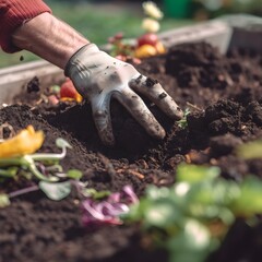 digging in the dirt and planting new plants, ai