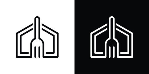 fork and home logo design restaurant icon vector illustration
