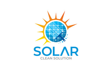 Illustration vector graphic of cleaning solar panels logo design template