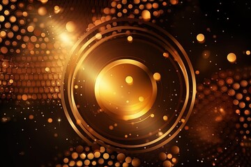 golden abstract background with circles and dots created with Generative AI technology