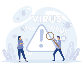 Computer virus concept. Scam alert. Spam, malicious application. Envelope with skull. Flat vector modern illustration.