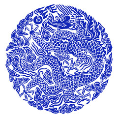 Dragon pattern, an imaginary animal that is a traditional Korean pattern, 한국전통패턴인 상상의동물인 용문양
