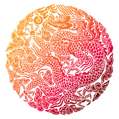 Dragon pattern, an imaginary animal that is a traditional Korean pattern, 한국전통패턴인 상상의동물인 용문양