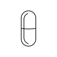 Capsule medicine pill icon, outline vector illustration in trendy style. Editable graphic resources for many purposes.