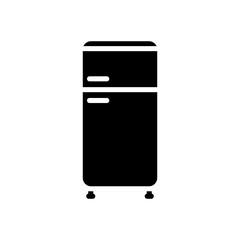 Refrigerator icon, two door refrigerator in block black vector illustration in trendy style. Editable graphic resources for many purposes.