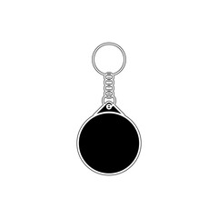 Round Keychain icon, pin key chain block black vector illustration in trendy style. Editable graphic resources for many purposes.