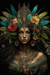 aztec flower goddess of the toltec people Generative AI
