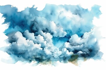 serene sky with fluffy white clouds created with Generative AI technology