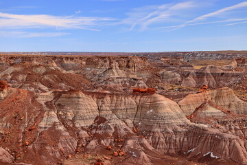 Petrified Forest National Park, a natural attraction place with many petrified tree trunks and...