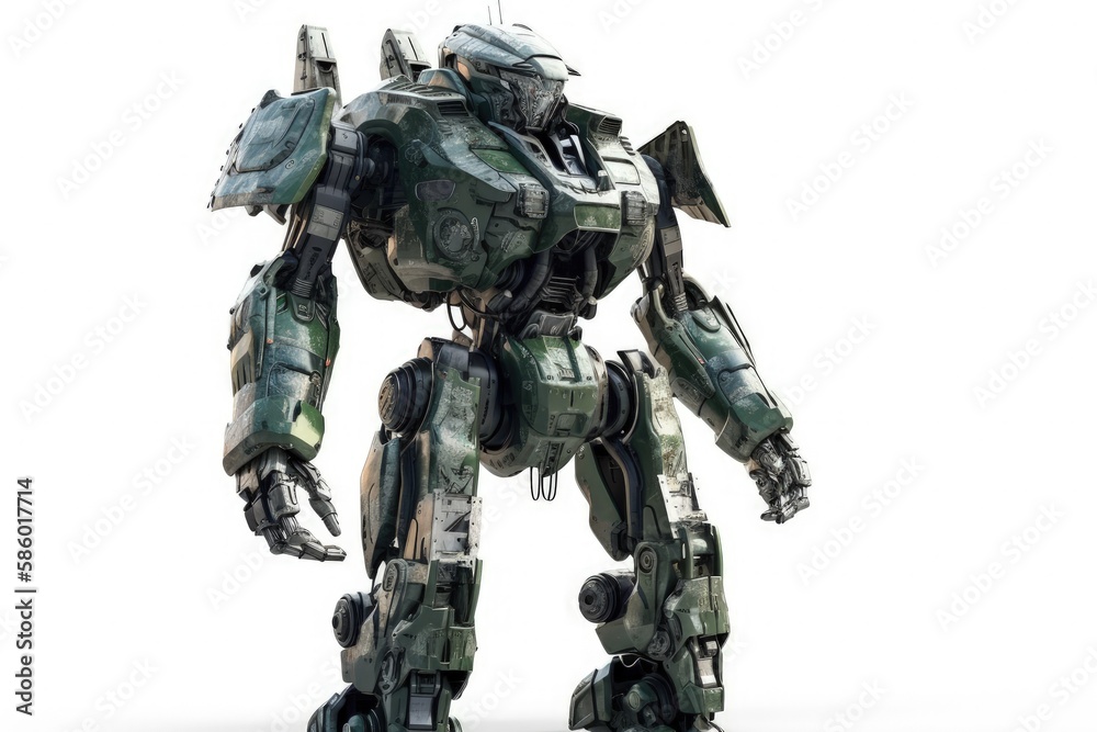 Poster futuristic robot hovering in mid-air created with generative ai technology